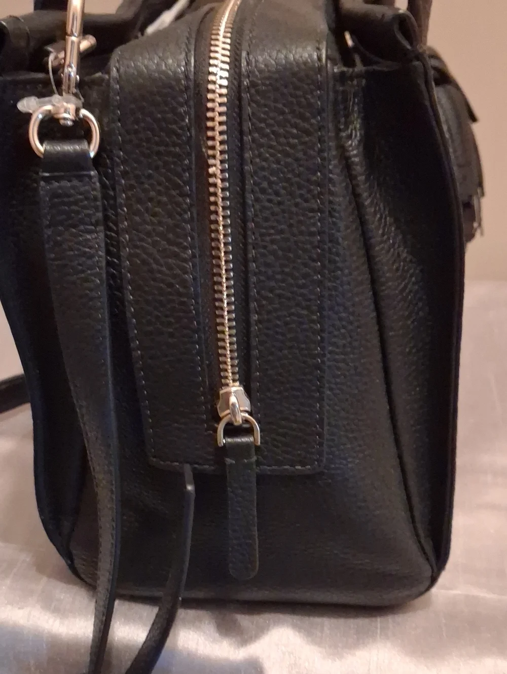Nwt kate spade Black Pebbled Leather Satchel with Tassel Accent